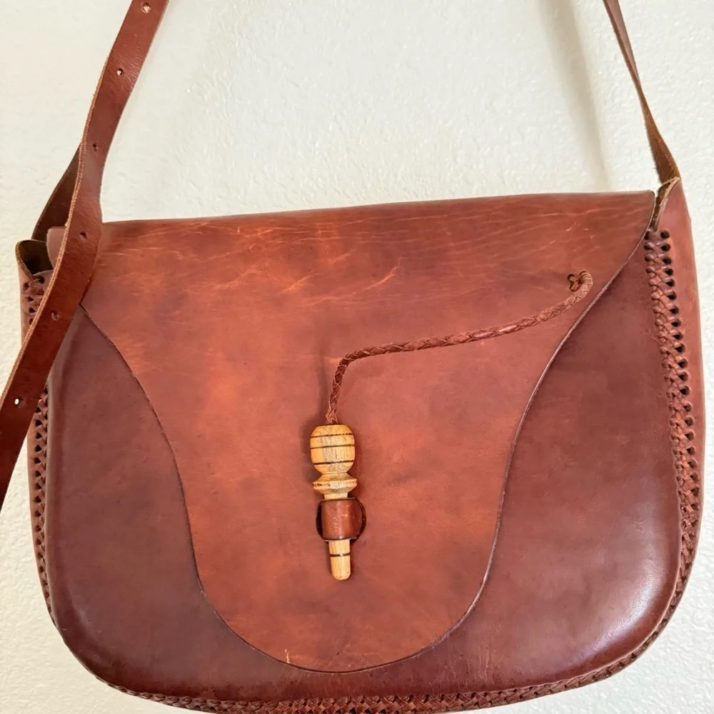 Leather satchel bag - Picture 3 of 10